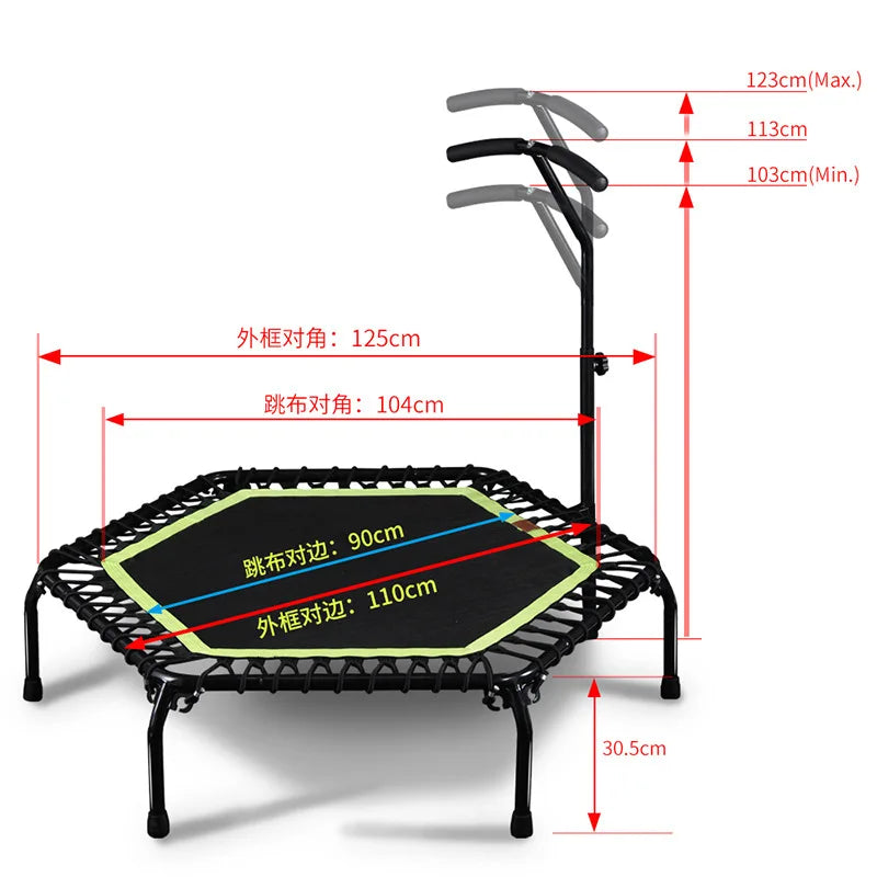 Mini Trampoline with Handle for Indoor and Outdoor Fitness